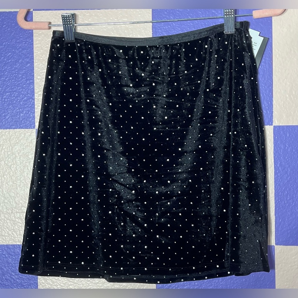 NWT Art Class Black Velvet Skirt w Silver Rhinestones - Size XXL (16/18) Girls
